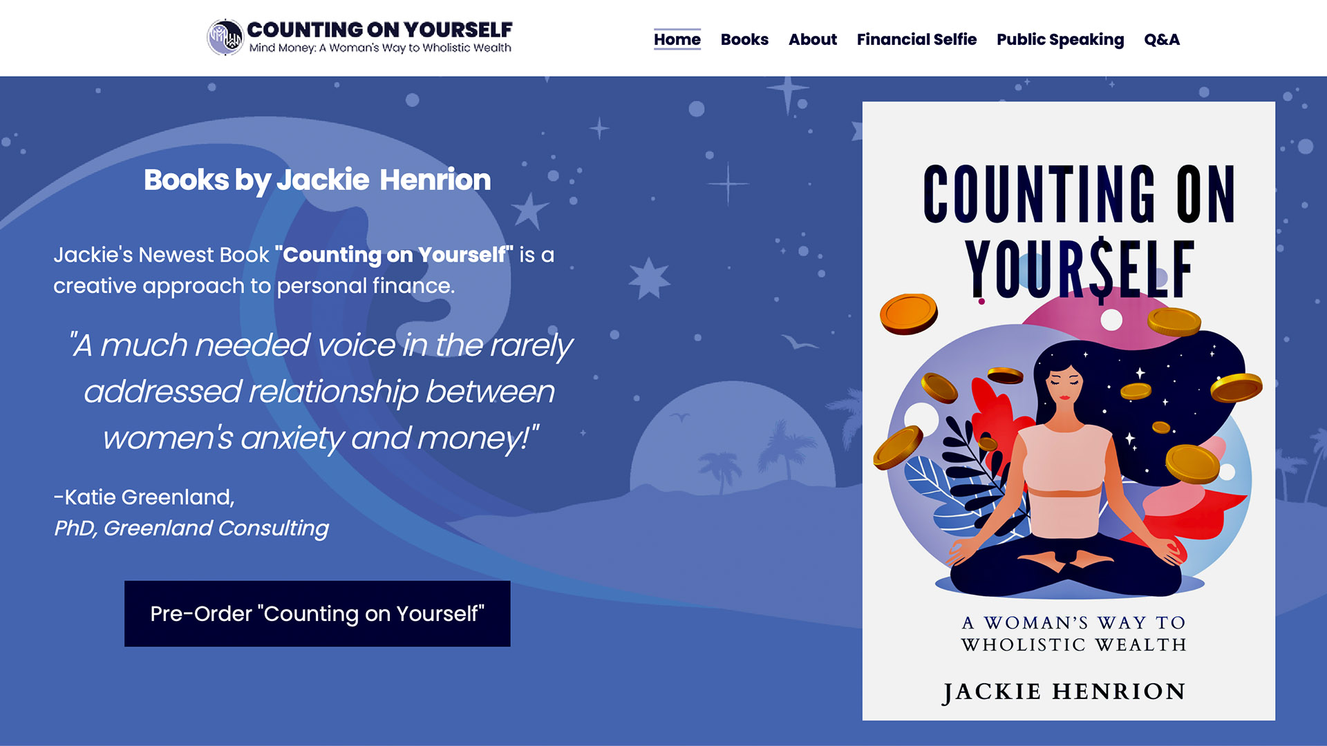 Website Homepage of 'Counting on Yourself' by Jackie Henrion.