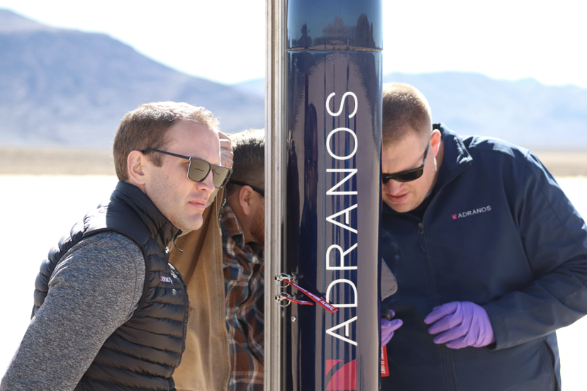 Adranos team inspecting rocket before launch