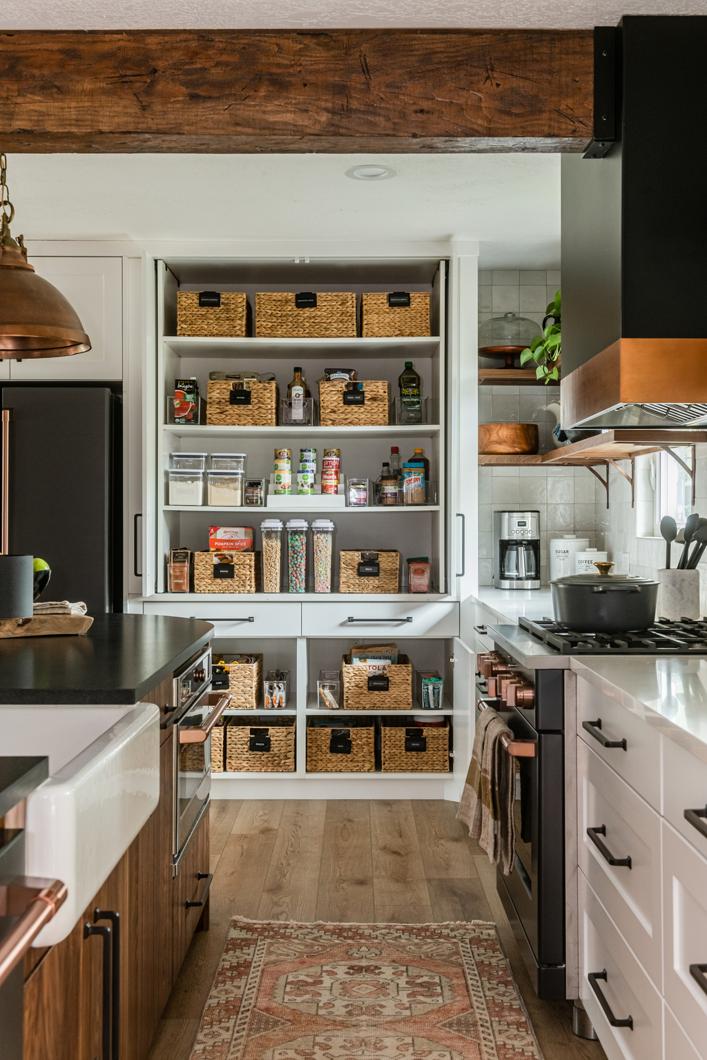 the copper kitchen remodel and home organization of the pantry