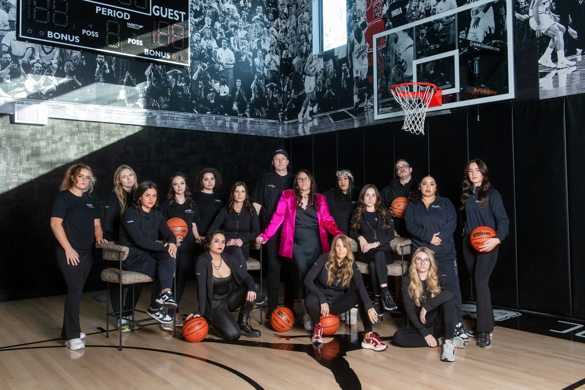 Lund Haus Studio Team photo on luxury designed basketball court
