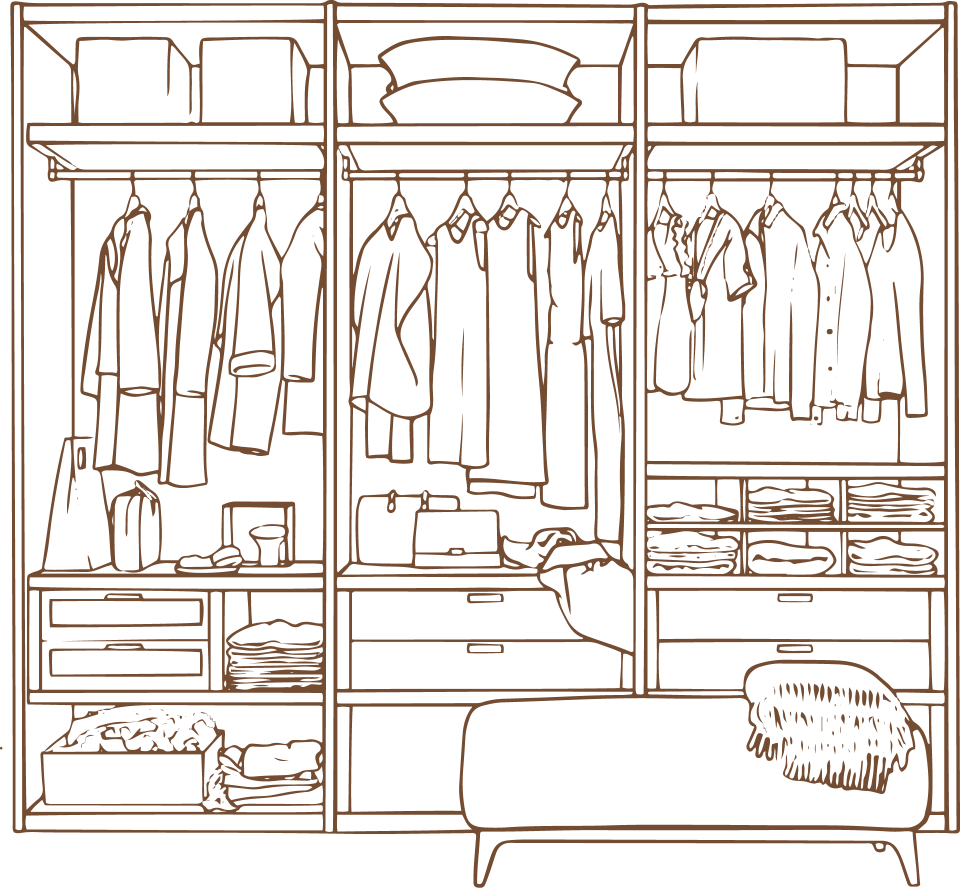 Illustration of an organized closet