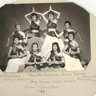 Dancers: Dee Blackwell, Betty Jo Henson, Mary Ann Carruthess, Ronnie Bohman, Mary G. Weber, Emily Ann Ferguson, Patsy Krueger, Vickie Keesler - For The 1956 Cuero Turkey Trot.

