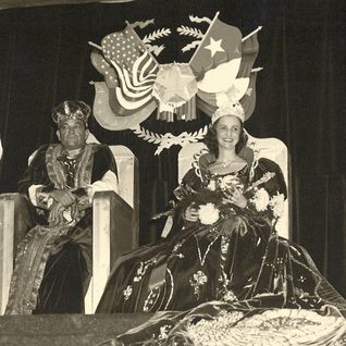 Sultan Yekrut X J.S. Edgar And Sultana Oreuc X Mary Helen Burns Reign Over The 1947 Cuero Turkey Trot.