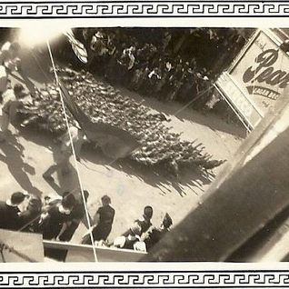 Turkeys Parading Down Main Street During The 1938 Cuero Turkey Trot. This Photographer Must Have Been Confined To A Narrow Second Story Building Space. Maybe The Cuero Record Building Where They Viewed The Parade?