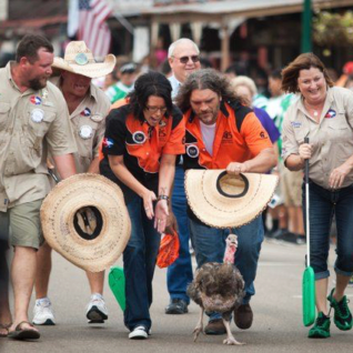October 12, 2013: After Winning The Second Heat Of The Great Gobbler Gallop, The Ruby Race Team Runs Off To Help Team Paycheck Complete The Race And Cross The Finish Line.
