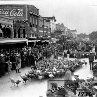 A Scene From The 1936 Cuero Turkey Trot Parade On Main Street.