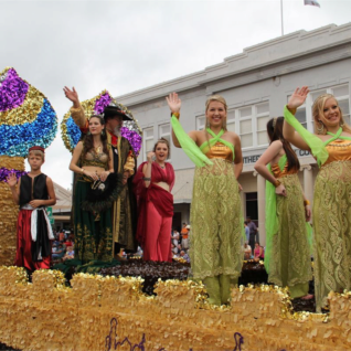 The Royal Float of the 100th Anniversary Cuero Turkey Trot.
