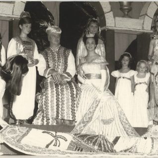 At The 1967 Cuero Turkey Trot Coronation: Sultan Yekrut XIII Harold High And Sultana Oreuc XIII Mary Blackwell Allaway And Their Pages.