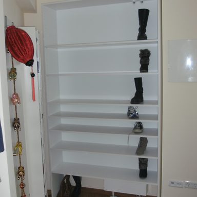 Schuhregal, kunststoff weiß perfekt montiert