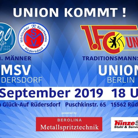 Sponsor des MSV Rüdersdorf - Spiel MSV gegen 1. FC-Union Berlin
