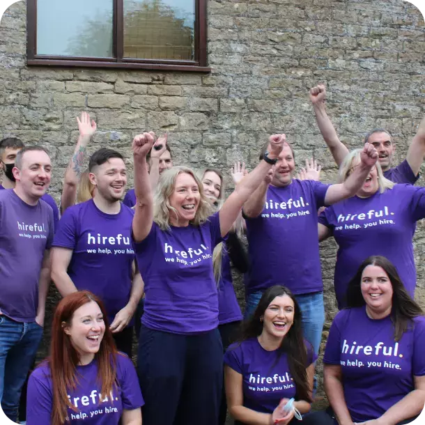 Hireful team in their company t-shirts