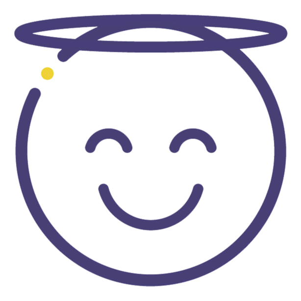 A cartoon person with a halo above their head