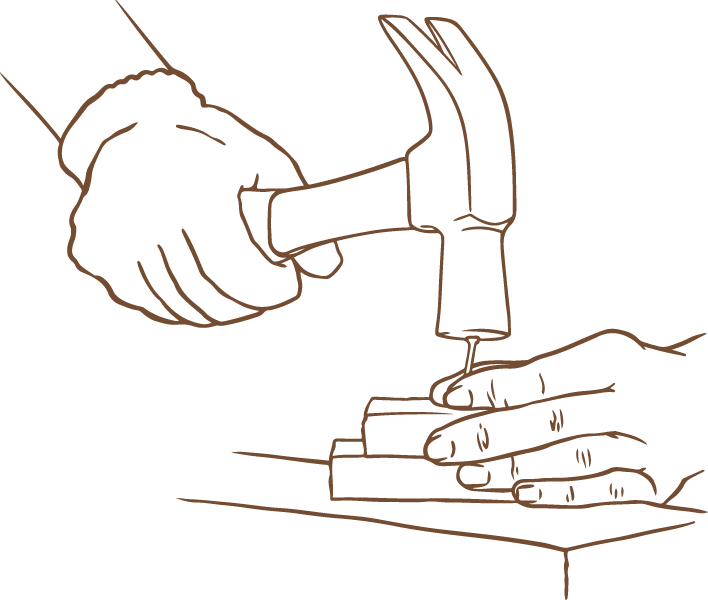 Illustration of someone hammering a nail into something