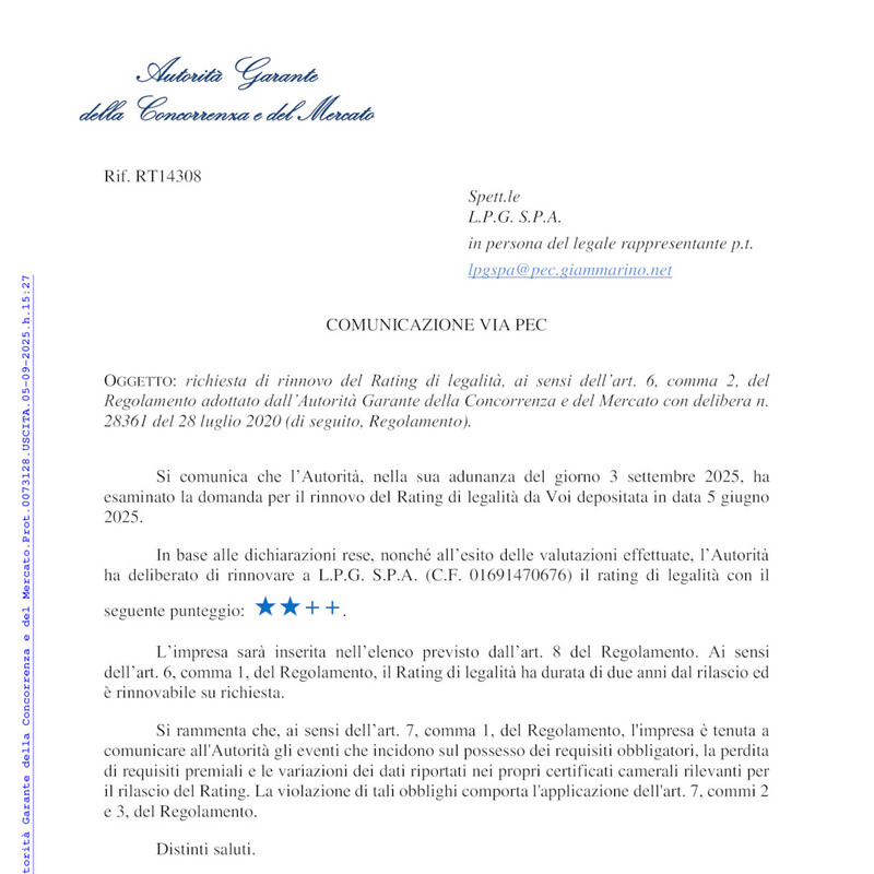 Attribuzione rating Legalità