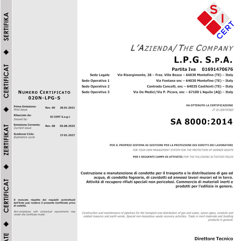Certificazione SA 8000:2014