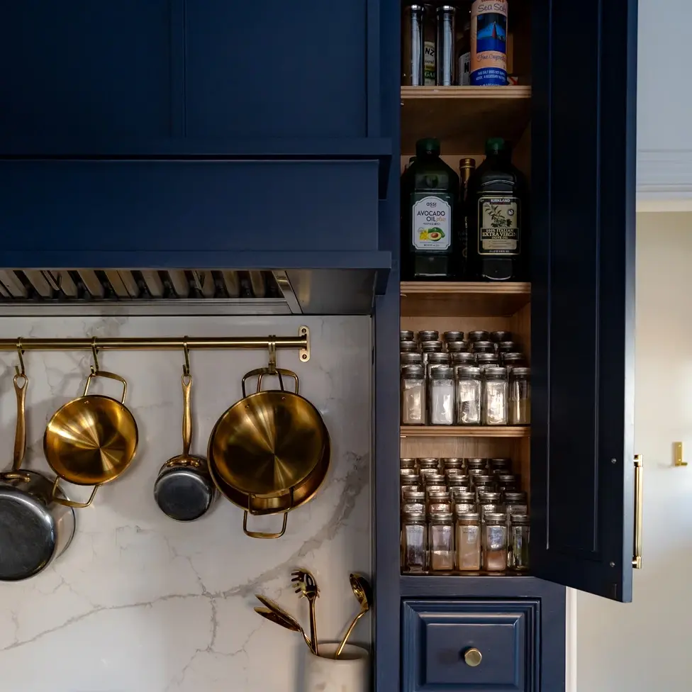 city inspired ktichen remodel with organized spice cabinet