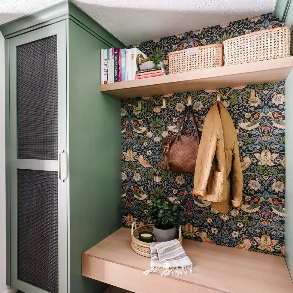 earthy and organized luxury laundry room designed by lund haus studio