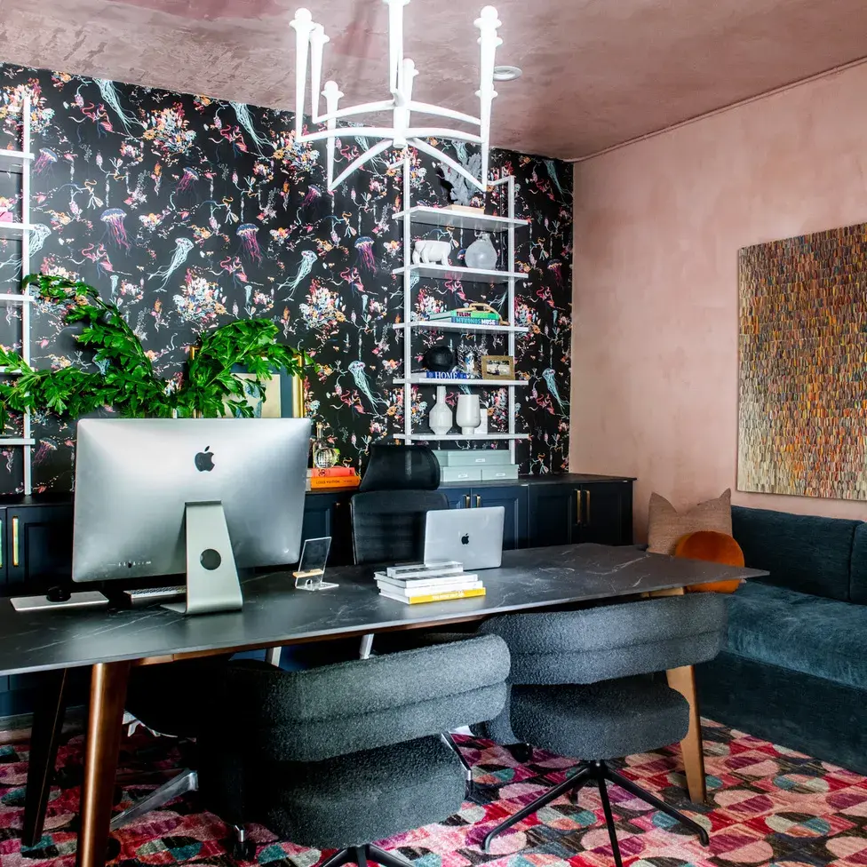 colorful and pink office designed by lund haus studio in salt lake city