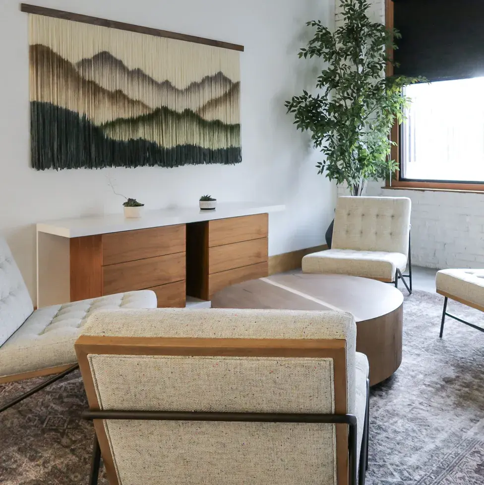 commercial office designed to help the employees feel organized and calm